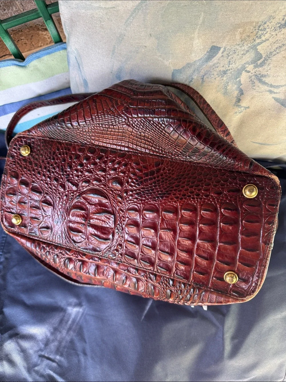 Brahmin Chestnut Croc-Embossed Leather Satchel